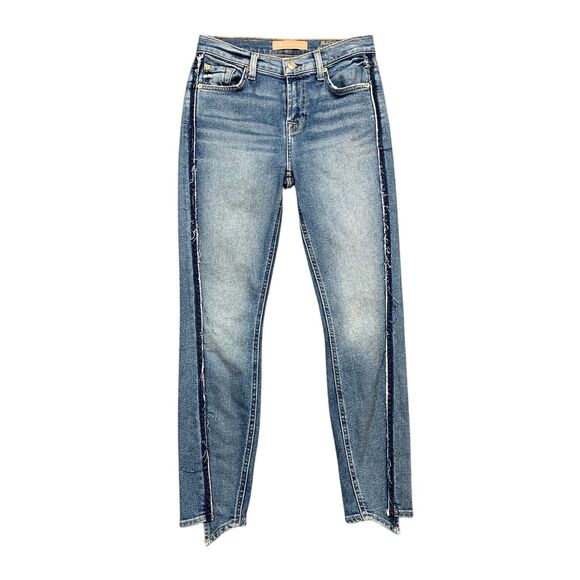 7 For All Mankind Jeans Womens 25 Denim Luxe Twisted Ankle Skinny Exposed Seams - Picture 1 of 14